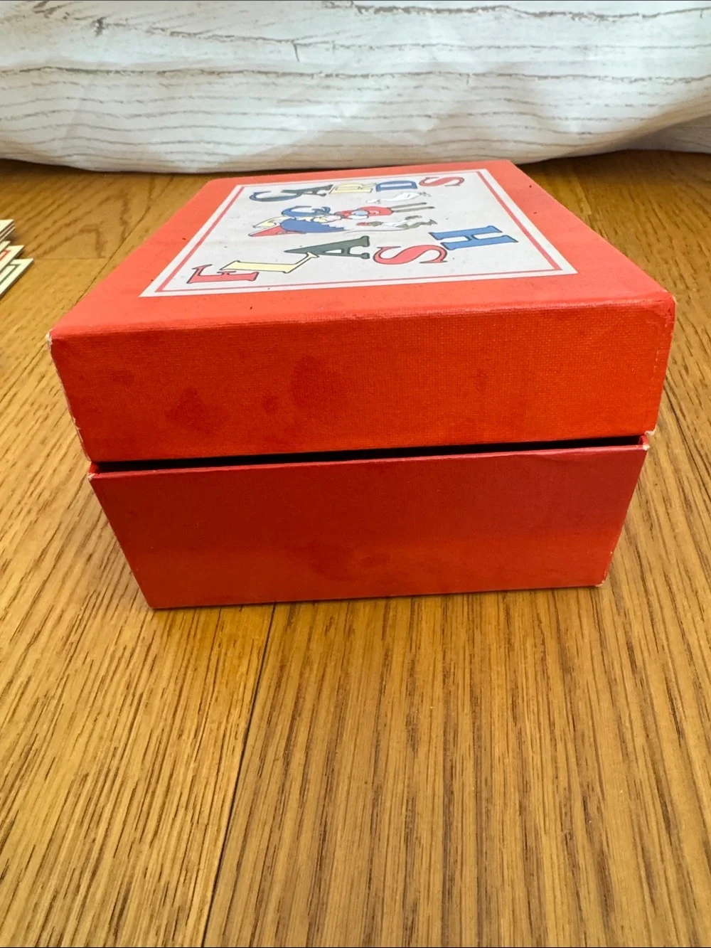 Vintage Flash Cards Alphabet Box - Red with Multicolor Print
